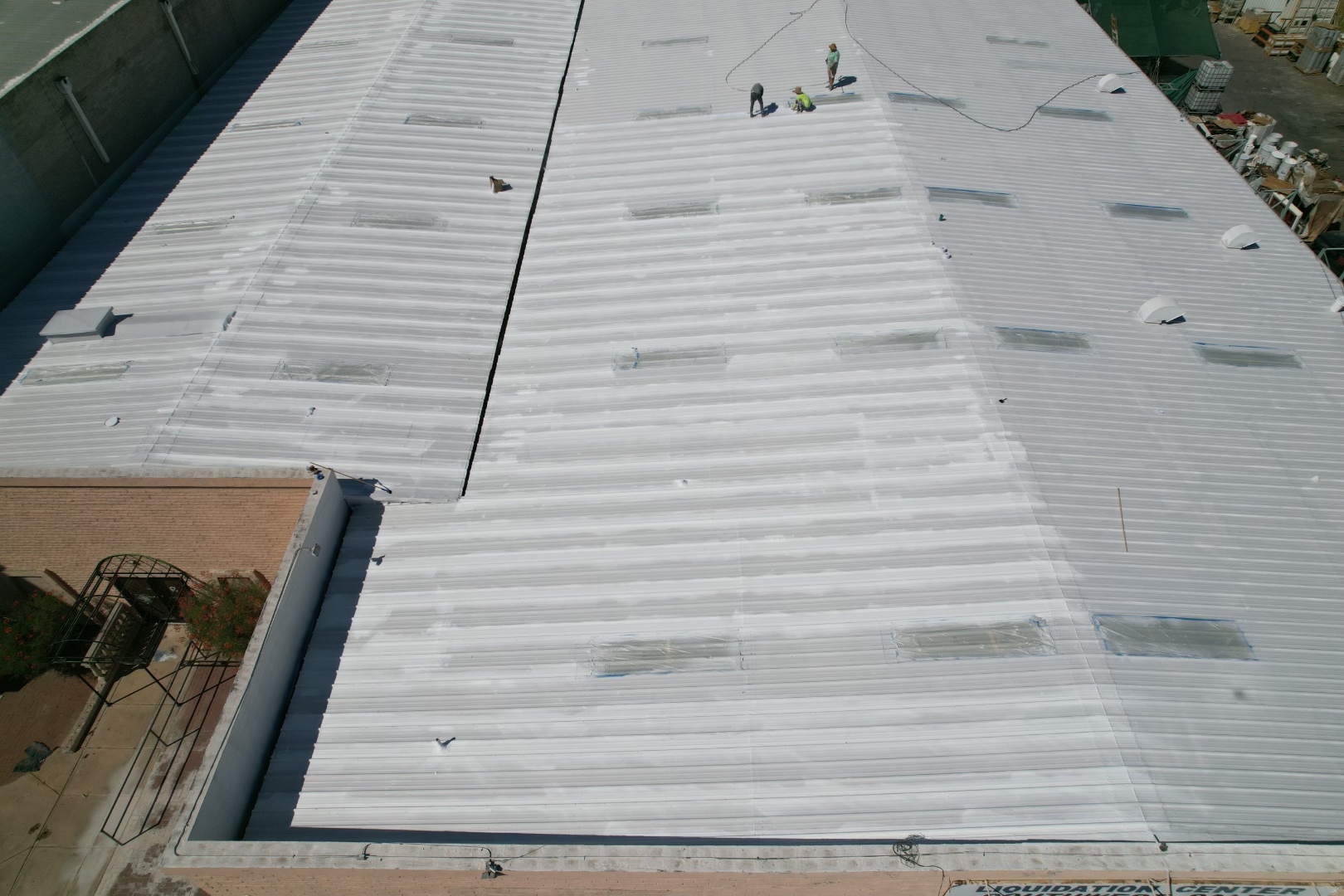 Large W&D commercial roof restoration project from above