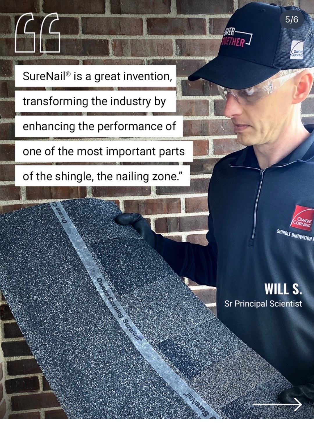 Owens Corning SureNail information explaining performance of the shingle nailing zone