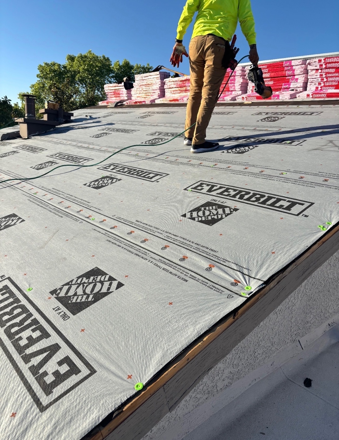 W&D Roofing shingle roof installation progress on residential roof
