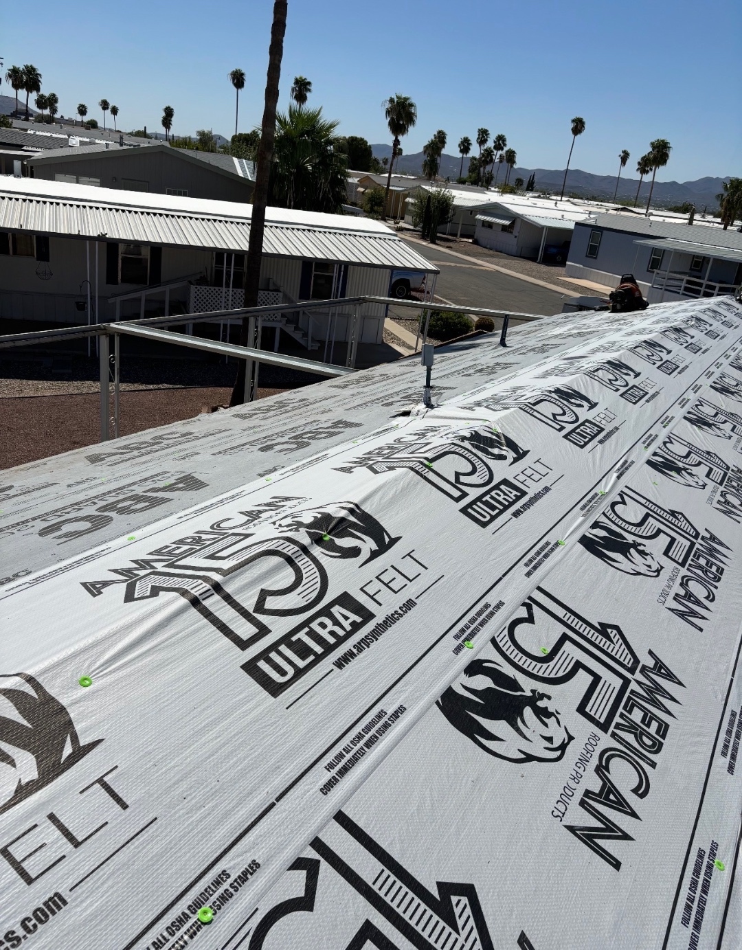 W&D Roofing shingle roof replacement progress on Arizona home