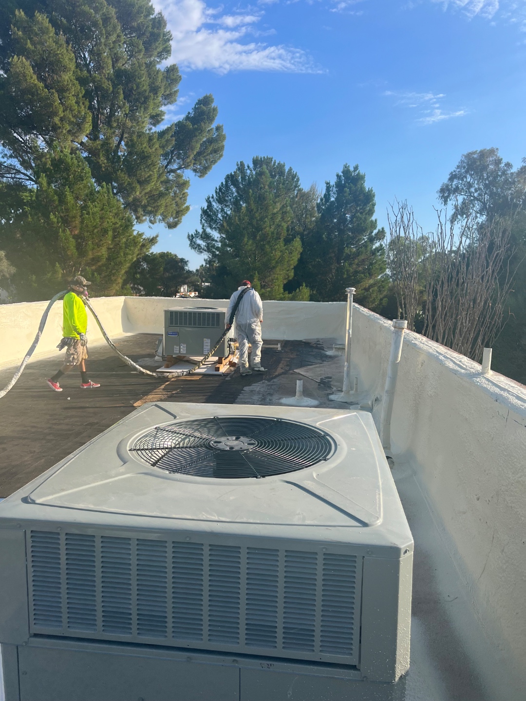 Real W&D spray foam roofing project photo on an Arizona flat roof