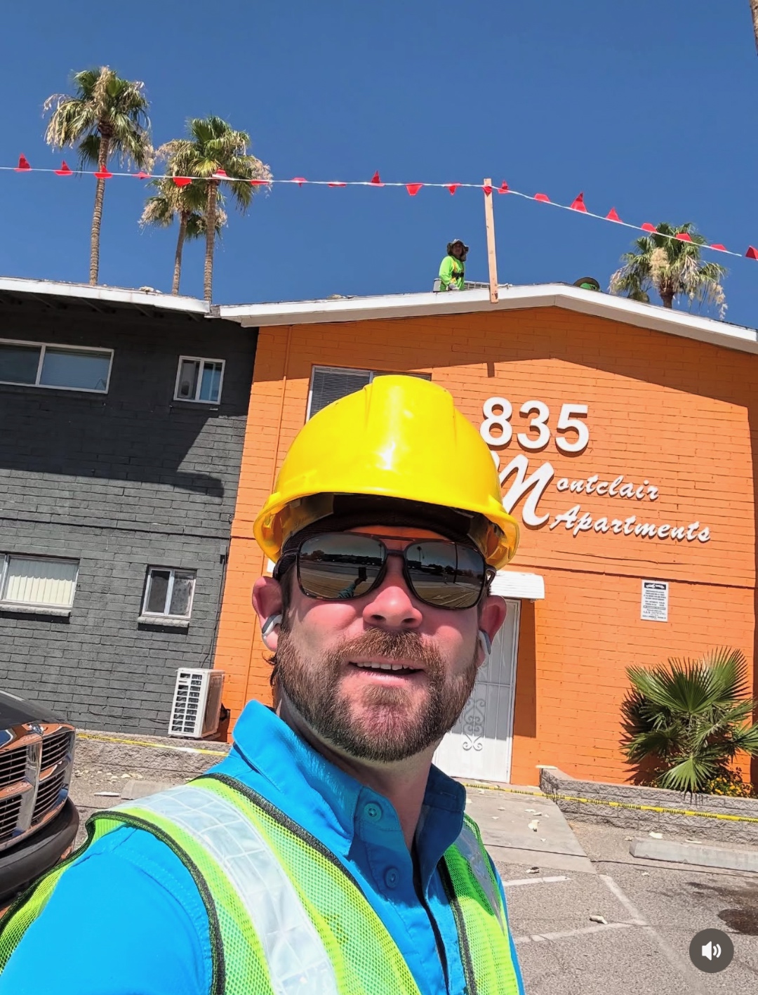 W&D Roofing on-site foam roofing project evaluation at an Arizona property