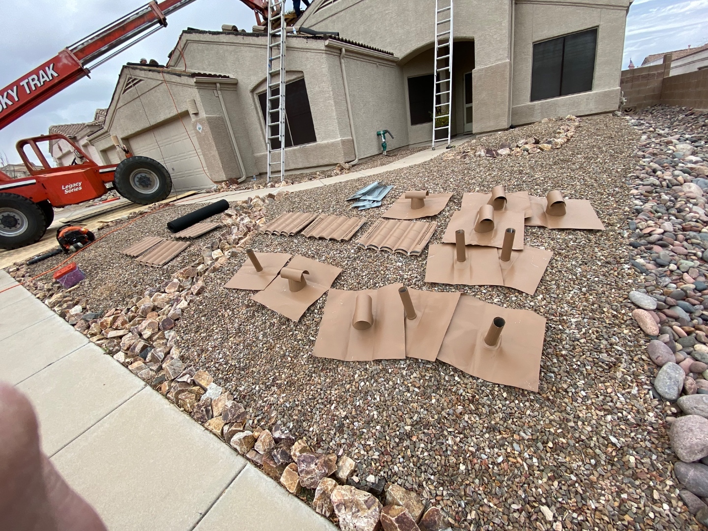 Tile roof materials staged and ready for a W&D Roofing Arizona tile roof project